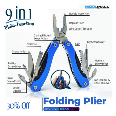 9 In 1-Multi-Function Folding Plier with FREE DELIVERY